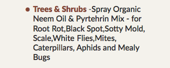 Trees & Shrubs -Spray Organic Neem Oil & Pyrtehrin Mix - for Root Rot,Black Spot,Sotty Mold, Scale,WhiteFlies,Mites, Caterpillars, Aphids and Mealy Bugs